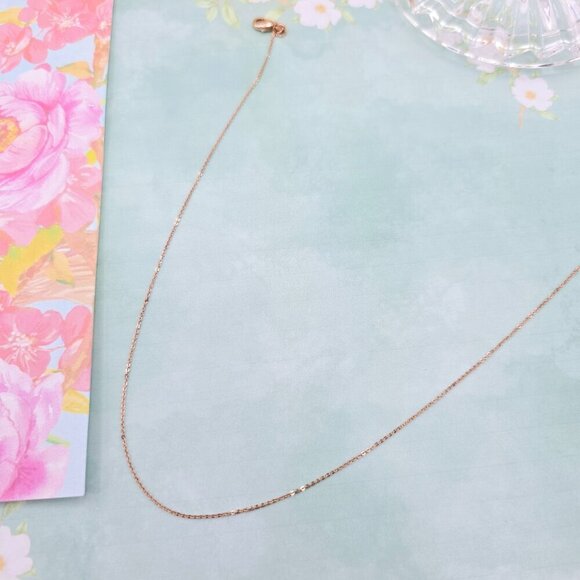 "Delicate Rose Gold Chain Necklace, 18 Inch, Gold Plated Over Brass, XPNL0099 - Picture 11 of 12